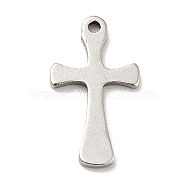 201 Stainless Steel Pendants, Cross Charms, Stainless Steel Color, 13x7.5x1mm, Hole: 0.8mm(STAS-E176-18P)