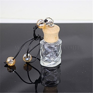 Empty Glass Perfume Bottle Pendants, Aromatherapy Fragrance Essential Oil Diffuser Bottle, with Coffee Color Cord, Car Hanging Decor, with Wood Lid, Flower, 5.44x3.2cm(PW22121513787)