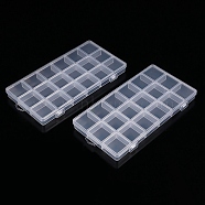 Transparent Plastic Bead Containers, for DIY Art Craft, Nail Diamonds, Bead Storage, Rectangle, 18 Grids, 20.8x10.6x1.7cm(CON-YW0001-62G)