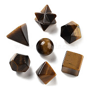 7Pcs Natural Tiger Eye Beads, No Hole/Undrilled, Round & Cube & Merkaba Star, Mixed Shapes, 15~22x15~22x15~21mm(G-H007-05G)