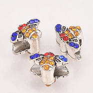 Alloy Rhinestone European Beads, Large Hole Beads, Bee, Light Topaz, 13x9x9.5mm, Hole: 4.5mm(MPDL-S065-31)