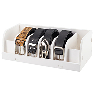 Folding Plastic Belt Organizer Holder with 5 Compartments, Belt Storage Display Stands for Closet, Drawer, Rectangle, White, Finish Product: 35x15x11.5cm(CON-WH0086-066)