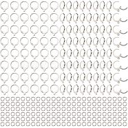 120Pcs 304 Stainless Steel Leverback Earring Findings, with Horizontal Loops and 150Pcs Open Jump Rings, Stainless Steel Color, 14.5x12x2mm, Hole: 1.2mm(STAS-NB0001-56)