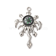 Alloy Pendant, with Glass Compass, Cadmium Free & Lead Free, Platinum, 57.5x36x7mm, Hole: 2.7mm(FIND-A038-31B-P)