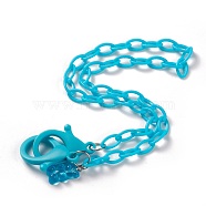 Personalized ABS Plastic Cable Chain Necklaces, Eyeglass Chains, Handbag Chains, with Plastic Lobster Claw Clasps and Resin Bear Pendants, Deep Sky Blue, 19-1/8 inch(48.5cm)(NJEW-JN03220-07)