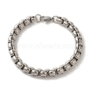 304 Stainless Steel Box Chain Bracelets, Lobster Claw Clasps, Stainless Steel Color, 8-5/8 inch(21.8cm)(BJEW-L673-021P)