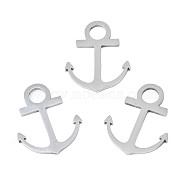 201 Stainless Steel Pendants, Laser Cut, Anchor, Stainless Steel Color, 19.5x16x1mm, Hole: 4mm(STAS-T044-266P)