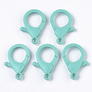 Plastic Lobster Claw Clasps, Dark Turquoise, 35x24.5x6mm, Hole: 3mm(X-KY-ZX002-02)