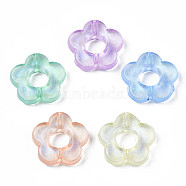 Transparent Acrylic Beads, Glitter Powder, Flower, Mixed Color, 14x14.5x4mm, Hole: 1.5mm, about 1240pcs/500g(OACR-S028-140)