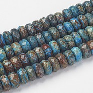 Natural Chrysocolla Bead Strands, Dyed & Heated, Faceted, Rondelle, 9.5~10x4.5~6mm, Hole: 1mm, about 70pcs/strand, 15.5 inch(39.5cm)(G-G968-C01)