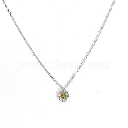 Flower Summer Fashion 925 Sterling Silver Pendant Necklaces, Golden & Silver, 15.75 inch(40cm)(EA2560)