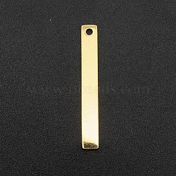 201 Stainless Steel Pendants, Laser Cut, Bar/Rectangle, Real 18K Gold Plated, 30x4x1mm, Hole: 1.6mm(STAS-N090-LA142-30)