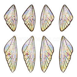 Transparent Resin Wing Pendants Set, with Gold Foil, Butterfly Wing Charms, Colorful, 29.5~39.5x14.5x2.5mm, Hole: 0.8mm, 2 pairs/set(RESI-TAC0021-01A)