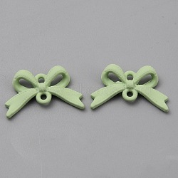 Spray Painted Alloy Connector Charms, Bowknot Links, Pale Green, 12x20x4mm, Hole: 1.6mm(FIND-TAC0028-11D)