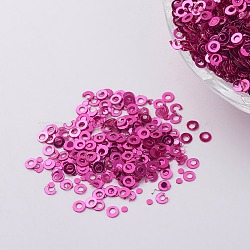 Ornament Accessories Plastic Paillette/Sequins Beads, Ring, Deep Pink, 2x0.1mm, Hole: 0.8mm, 48000pcs/50g(X-PVC-E001-06-YD01)