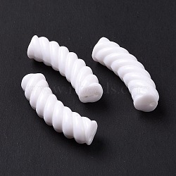 Opaque Acrylic Beads, Twist, Curved Tube, White, 33x12x8.5mm, Hole: 1.6mm, about 308pcs/500g(OACR-A016-03K)