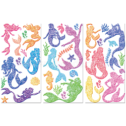 3 Sheets 3 Styles PVC Waterproof Decorative Stickers, Self Adhesive Decals for Furniture Decoration, Mermaid, 300x150mm, 1 sheet/style(DIY-WH0404-046)