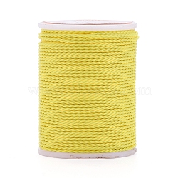 Round Waxed Polyester Cord, Taiwan Waxed Cord, Twisted Cord, Yellow, 1mm, about 12.02 yards(11m)/roll(X-YC-G006-01-1.0mm-04)