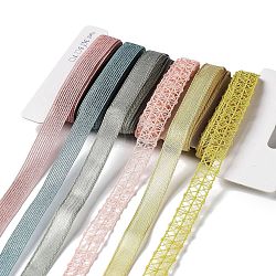 18 Yards 6 Colors Polyester Ribbon, for DIY Handmade Craft, Hair Bowknots and Gift Decoration, Rainbow Color Palette, Mixed Color, 3/8~1/2 inch(10~12mm), about 3 yards/color(SRIB-C001-B10)