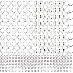 120Pcs 304 Stainless Steel Leverback Earring Findings, with Horizontal Loops and 150Pcs Open Jump Rings, Stainless Steel Color, 14.5x12x2mm, Hole: 1.2mm(STAS-NB0001-56)