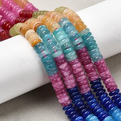 Dyed Natural White Jade Beads Strands, Rondelle, Mixed Color, 6.5x2~2.5mm, Hole: 0.8~0.9mm, about 166~168pcs/strand, 10.83~14.88''(37.5~37.8cm)(G-H333-02B)