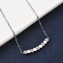 304 Stainless Steel Hexagon Pendant Necklaces, Stainless Steel Color, 18.78 inch(47.7cm)(NJEW-V001-14P)