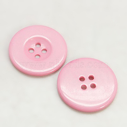 Resin Buttons, Dyed, Flat Round, Pink, 15x2.5mm(RESI-D033-15mm-05)