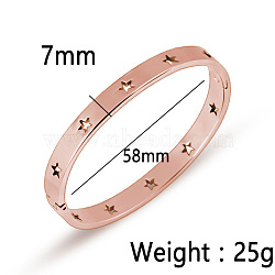 Hollow Star Stainless Steel Bangles, Simple and Stylish, Rose Gold, Inner Diameter: 2-1/4 inch(5.8cm)(RO4138-3)