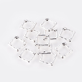 Tibetan Style Alloy Bead Frame, Rhombus, Lead Free and Cadmium Free, Antique Silver, 16x16x2mm, Hole: 1mm