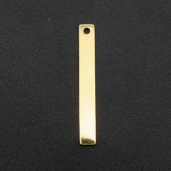 201 Stainless Steel Pendants, Laser Cut, Bar/Rectangle, Real 18K Gold Plated, 30x4x1mm, Hole: 1.6mm