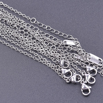 304 Stainless Steel Cable Chain Necklace, Stainless Steel Color, 15.75 inch(40cm), Wide: 2mm
