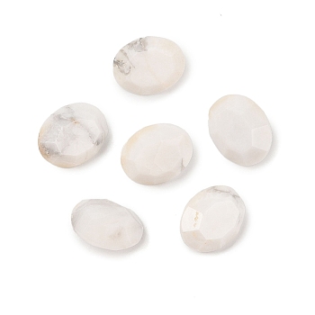 Natural Howlite Cabochons, Oval, Faceted, 10x8x4mm