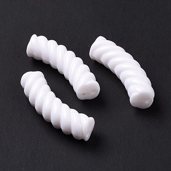 Opaque Acrylic Beads, Twist, Curved Tube, White, 33x12x8.5mm, Hole: 1.6mm, about 308pcs/500g