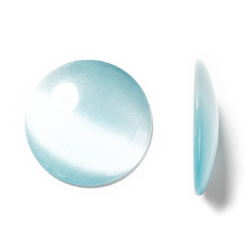 Cat Eye Glass Cabochons, Half Round/Dome, Sky Blue, about 20mm in diameter, 3~5mm thick