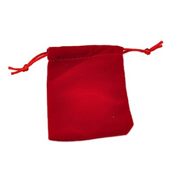 Velvet Drawstring Pouches Jewelry Bags, Red, 100x78mm