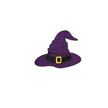 Halloween Witch Theme Computerized Embroidery Cloth Iron on Patches, Stick On Patch, Costume Accessories, Appliques, Hat, 60x72mm