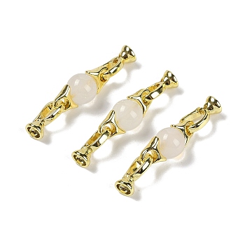 Natural White Agate with Brass Fold Over Clasps, Real 18K Gold Plated, Long-Lasting Plated, Rack Plating, Round, 38mm