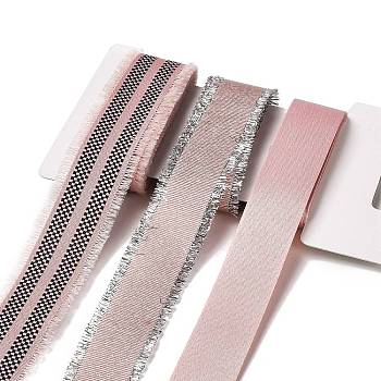 9 Yards 3 Styles Polyester Ribbon, for DIY Handmade Craft, Hair Bowknots and Gift Decoration, Light Pink Palette, Misty Rose, 1~1-1/8 inch(25~28mm), about 3 yards/style