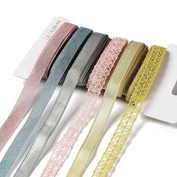 18 Yards 6 Colors Polyester Ribbon, for DIY Handmade Craft, Hair Bowknots and Gift Decoration, Rainbow Color Palette, Mixed Color, 3/8~1/2 inch(10~12mm), about 3 yards/color