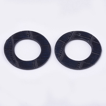 PU Leather Pendants, Ring, Prussian Blue, 42.5x1.5mm, Hole: 1.5mm