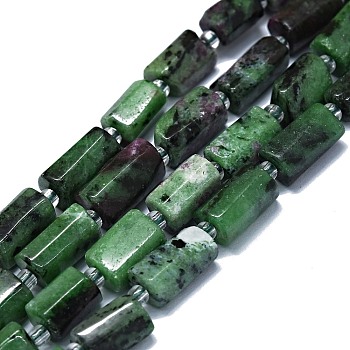 Natural Ruby in Zoisite Beads Strands, Nuggets, 6~12x6~7mm, Hole: 0.8mm, about 26~35pcs/strand, 15.55''~16.14''(39.5~41cm)