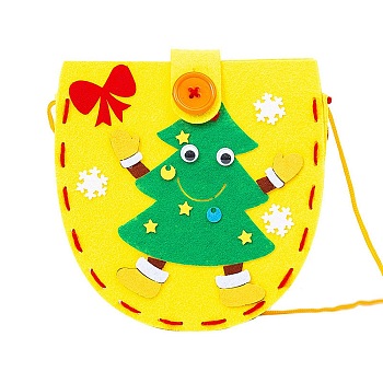 DIY Non-woven Christmas Theme Bag Kits, including Fabric, Needle, Cord, Christmas Tree