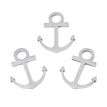 201 Stainless Steel Pendants, Laser Cut, Anchor, Stainless Steel Color, 19.5x16x1mm, Hole: 4mm