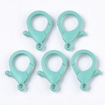 Plastic Lobster Claw Clasps, Dark Turquoise, 35x24.5x6mm, Hole: 3mm