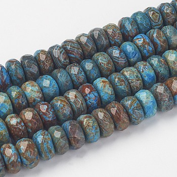 Natural Chrysocolla Bead Strands, Dyed & Heated, Faceted, Rondelle, 9.5~10x4.5~6mm, Hole: 1mm, about 70pcs/strand, 15.5 inch(39.5cm)