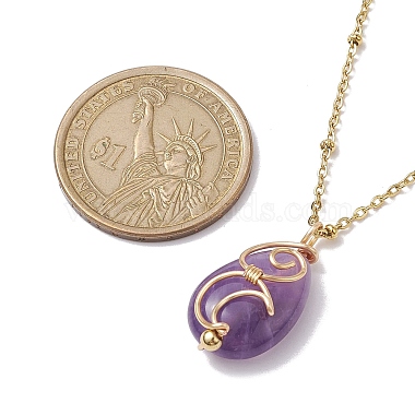 Natural Amethyst with Brass Pendant Necklaces(NJEW-JN04679-02)-3
