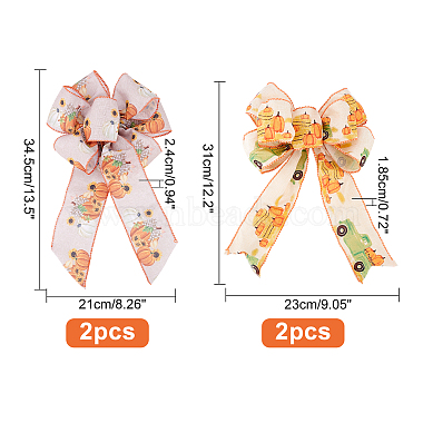chgcraft 4pcs 2 décoration d'affichage de nœud papillon en polyester à motif de citrouille(DIY-CA0004-31)-2
