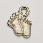 CCB Plastic Baby Feet Charms, Platinum, 15x12x2mm, Hole: 2mm(CCB-J032-02P)