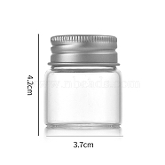 Clear Glass Bottles Bead Containers, Screw Top Bead Storage Tubes with Aluminum Cap, Column, Silver, 3.7x4cm, Capacity: 20ml(0.68fl. oz)(CON-WH0085-76A-01)