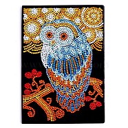 DIY Diamond Painting Notebook Kits, including PU Leather Book, Resin Rhinestones, Diamond Sticky Pen, Tray Plate and Glue Clay, Owl Pattern, 210x150mm, 50 pages/book(DIAM-PW0001-198-16)